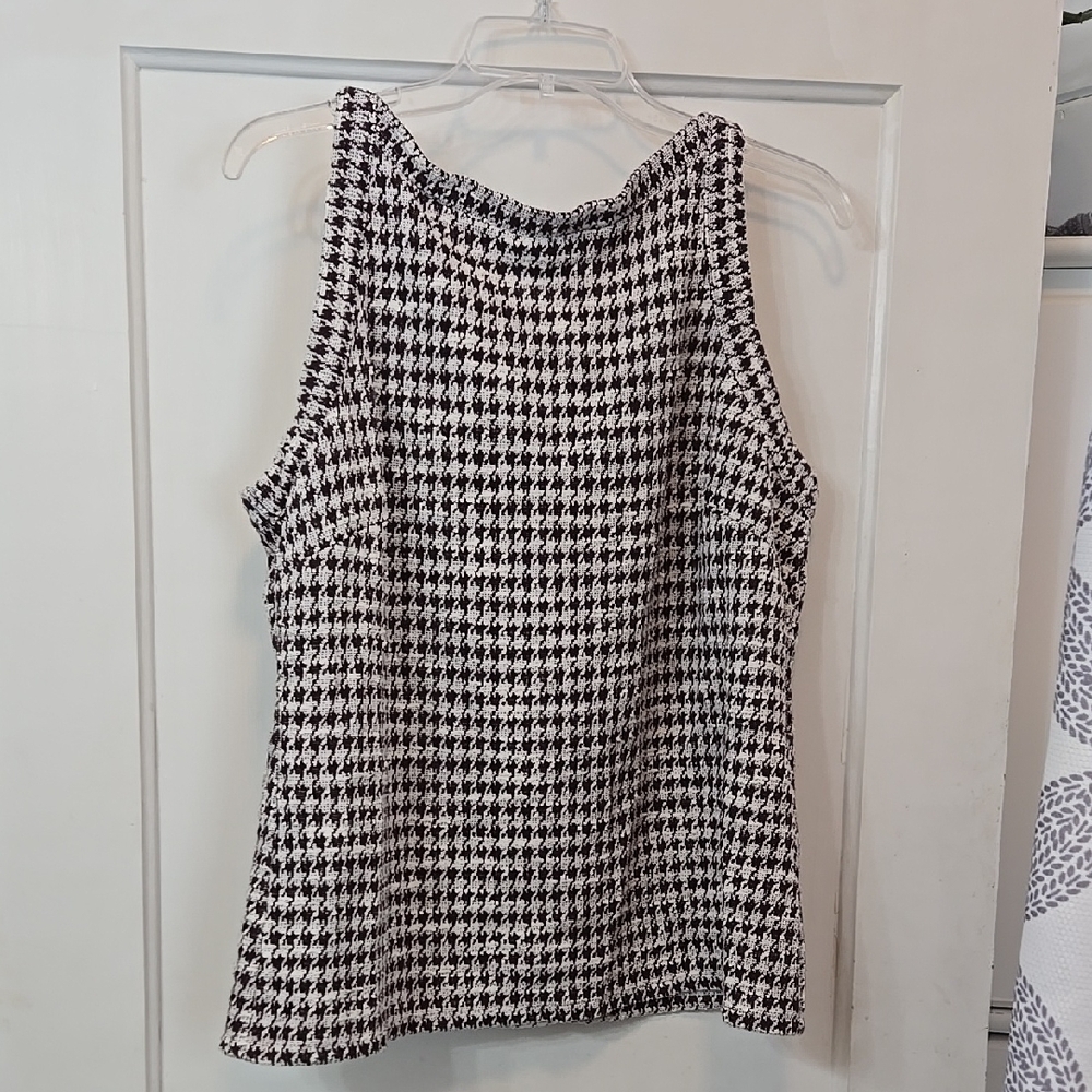 Ann Taylor White and Brown Tank Top